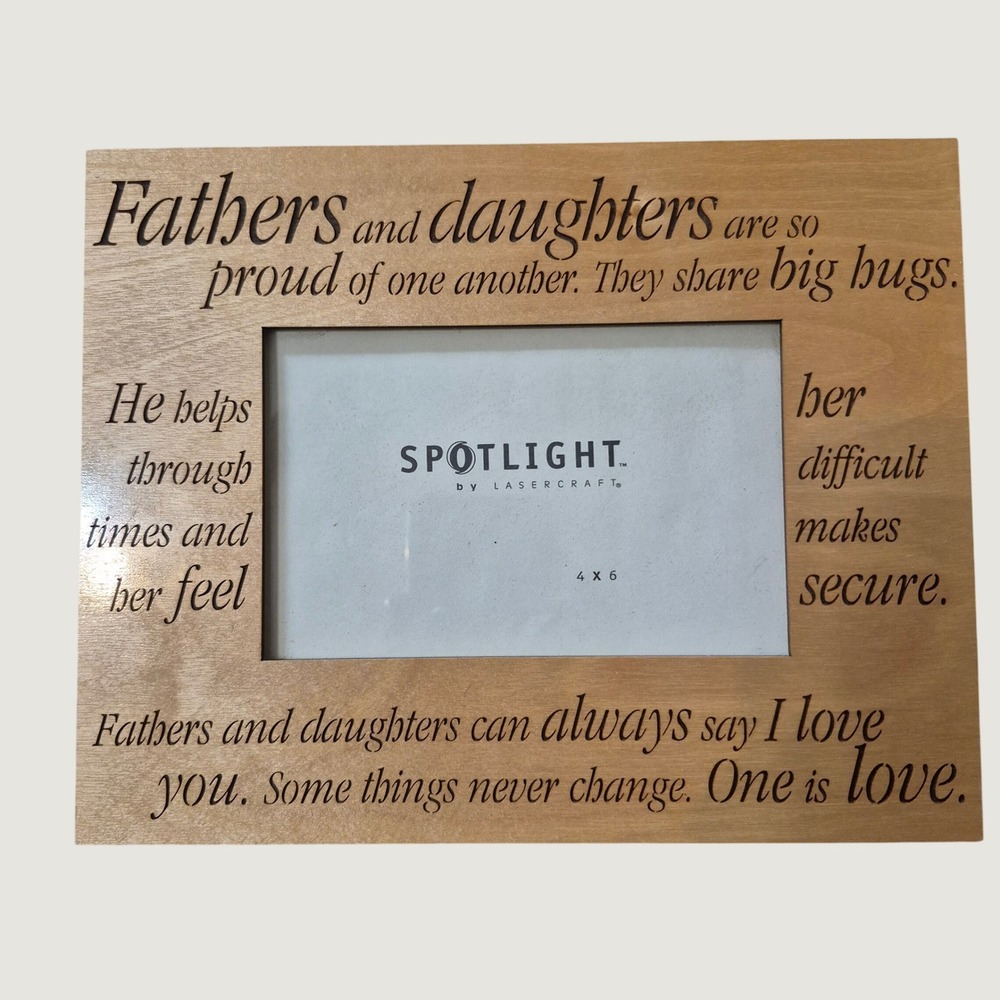 Lasercraft Wood Father Daughter Picture Frame 4x6 Sentimental Gift Tan Natural - Picture 2 of 3